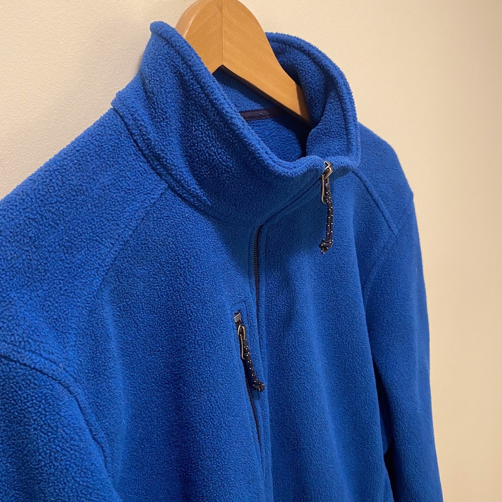 LL Bean Mens Full Zip Fleece Jacket Royal Blue Mock Neck 284511 Large REG - Picture 3 of 14